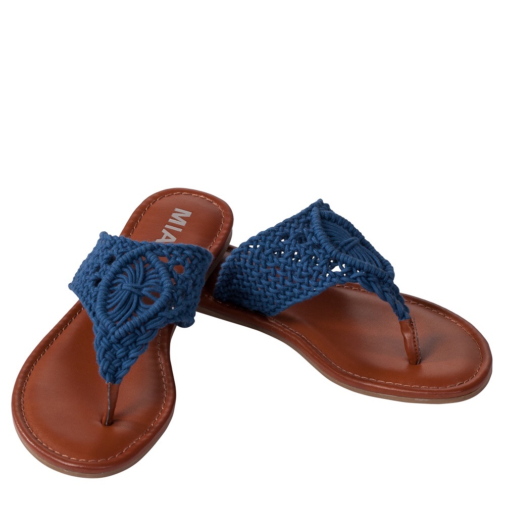 NEW MIA Blue Crochet Macrame Sandals Neville • Flip Flops •